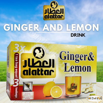 AlAttar Tea Herbal Ginger & Lemon Flower Al Attar Egyptian ElAttar Egypt Herbals Herb Arab Herbs Arabic No Additives Non Gmo Kosher Halal (20 Tea Bag)