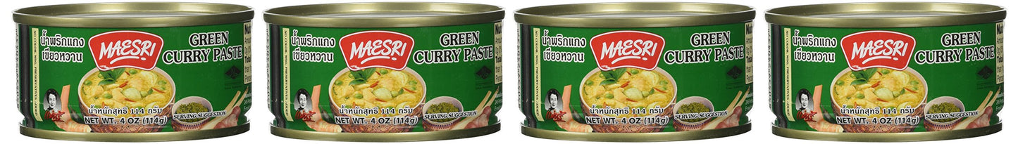 Maesri Thai Green Curry Paste - 4 Oz (Pack of 4)