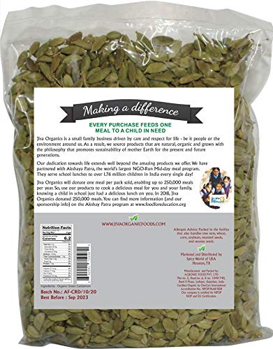 Jiva Organic Green Cardamom Pods Whole - Non-GMO, Premium Quality, Jumbo Size - 3.5 Ounce Bag