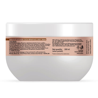 Parachute Advansed Cocoa Repair and Body Cream, Moisturiser for face and body, 100% Natural, 9.8 fl.oz