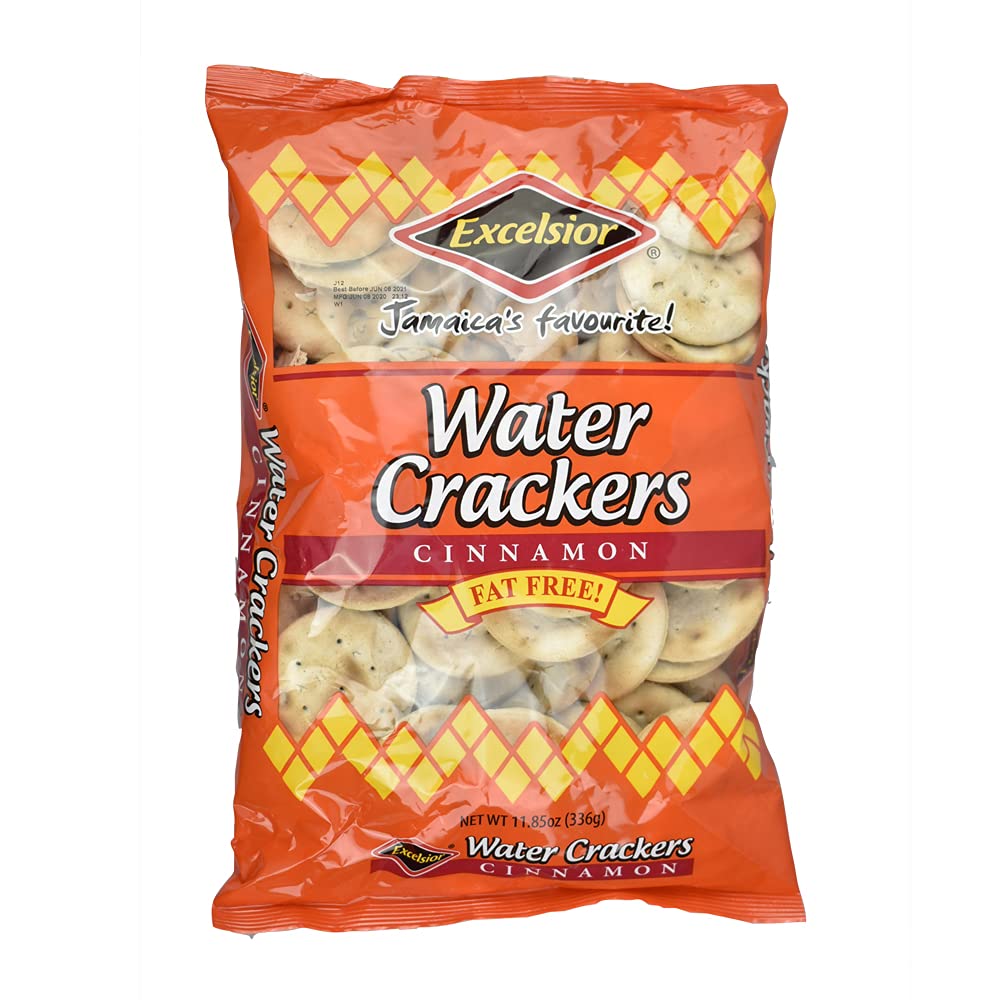 Excelsior Water Crackers Cinnamon FAT FREE Jamaica's Favorite (Pack of 3 at 11.85oz Each)