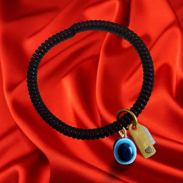 Nazar Battu Evil Eye Knife Bracelet Free Size for Men and Women | Stylish and Trendy Evil Eye Bracelet Nazar Battu Black Beaded Bracelets Unisex