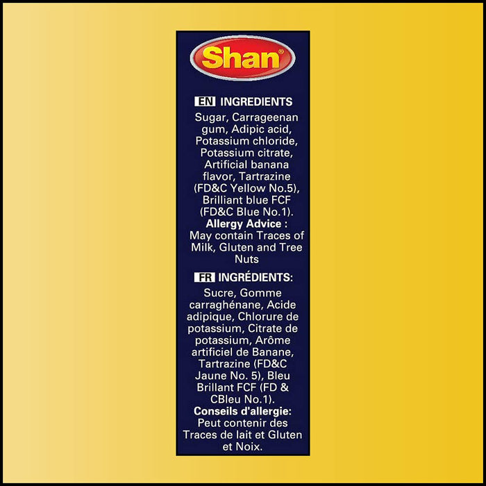 Shan Jelly Crystals Banana 2.8 oz (80g) - Cristaux De Gelee Banane - Quick and Easy Jello - Suitable for Vegetarians - Airtight Bag in a Box