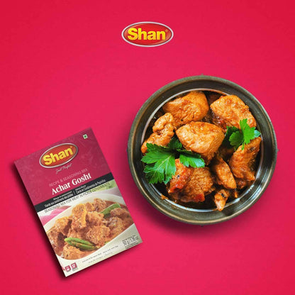 Shan Achar Gosht Recipe and Seasoning Mix 1.76 oz (50g) - Spice Powder for Meat in Pickle Condiments - Suitable for Vegetarians - Airtight Bag in a Box (Pack of 6)