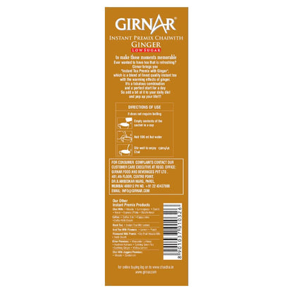 Girnar Instant Chai (Tea) Premix With Ginger Unsweetened, 10 Sachet Pack