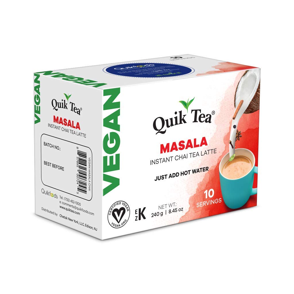 QuikTea Vegan Masala Chai Tea Latte - 40 Count - Indian Tea