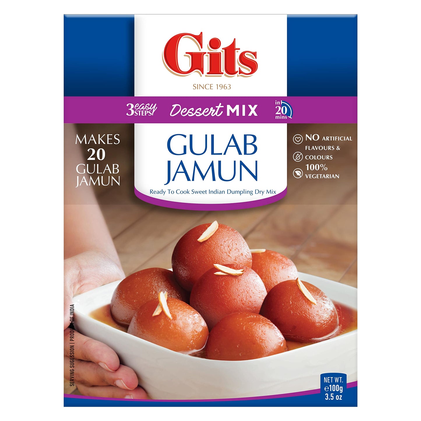 Gits Ready to Cook Gulab Jamun Instant mixes | Indian Dessert | Indian Sweets | 17.5 Oz, (Pack of 5 X 3.5 Oz Each)