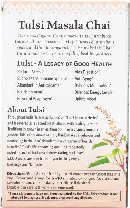 Tulsi Masala Chai- Organic India 18 infusion bags - Food / Masala / Dal