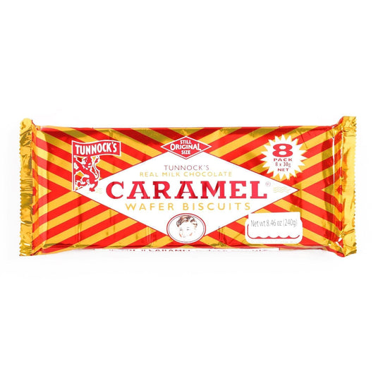 Tunnocks Milk Chocolate Caramel Wafer Biscuit 8 Pack 30g (Pack of 4)