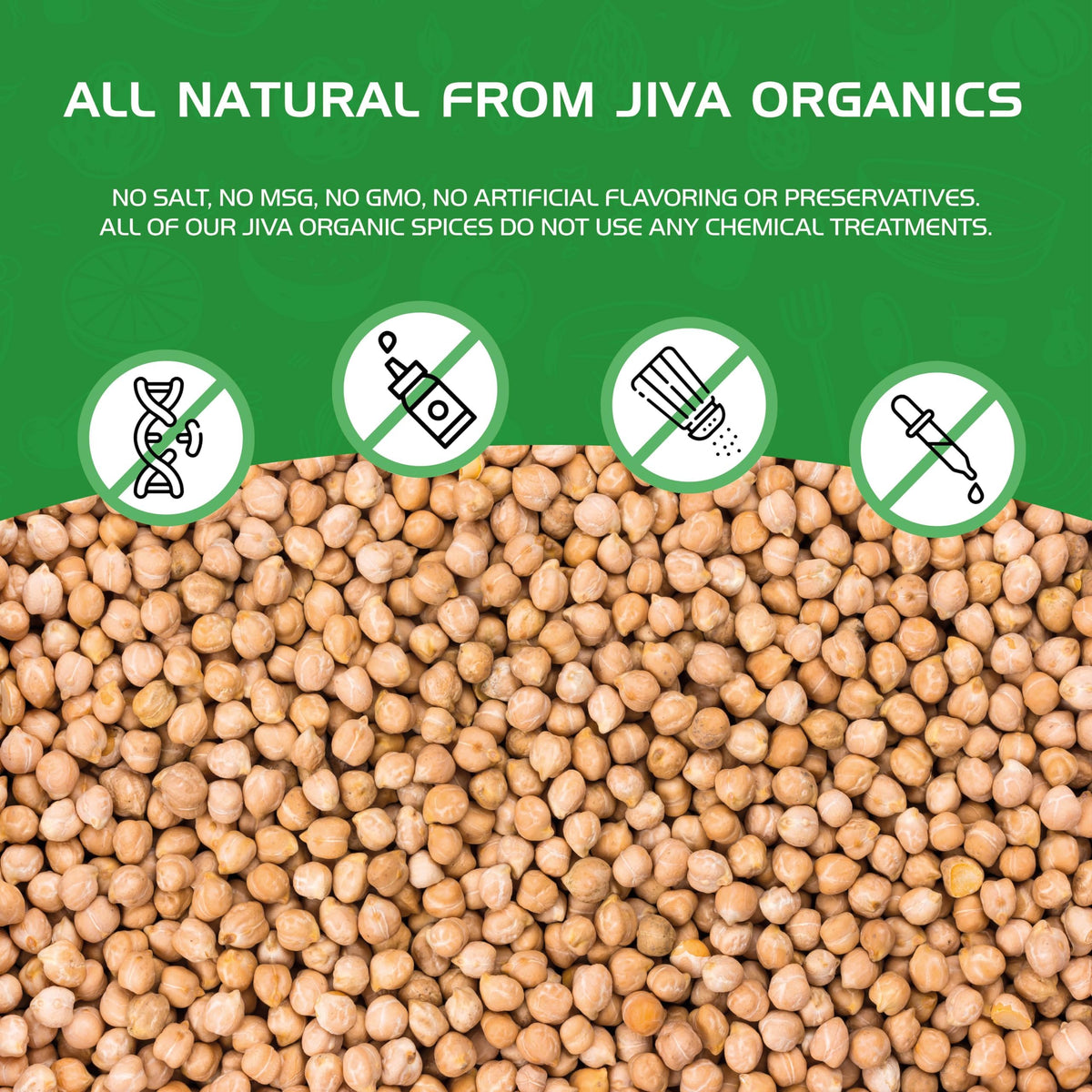 Jiva Organics Raw Chickpeas (Whole Garbanzo Beans) 2 LB Bag - Gluten Free, Non GMO, Vegan