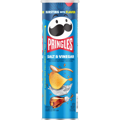 Pringles Potato Crisps Chips, Lunch Snacks, On-The-Go Snacks, Salt and Vinegar, 5.5oz Can (1 Can)