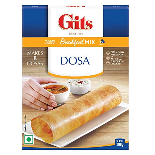 Gits Instant Rice Dosa Breakfast Mix, 800g (Pack of 4 X 200g Each)