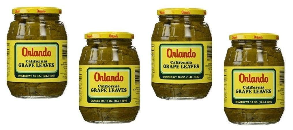 Orlando Grape Leaves California Style Tender Leaves Premium Quality- 16 Oz-475 Gm each. Pack of 4 Jars -
