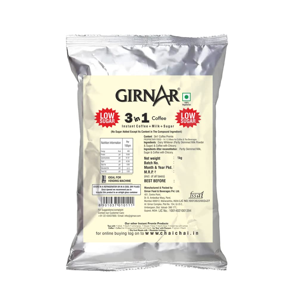 Girnar Instant Coffee 3 in 1 (1Kg - Low Sugar)