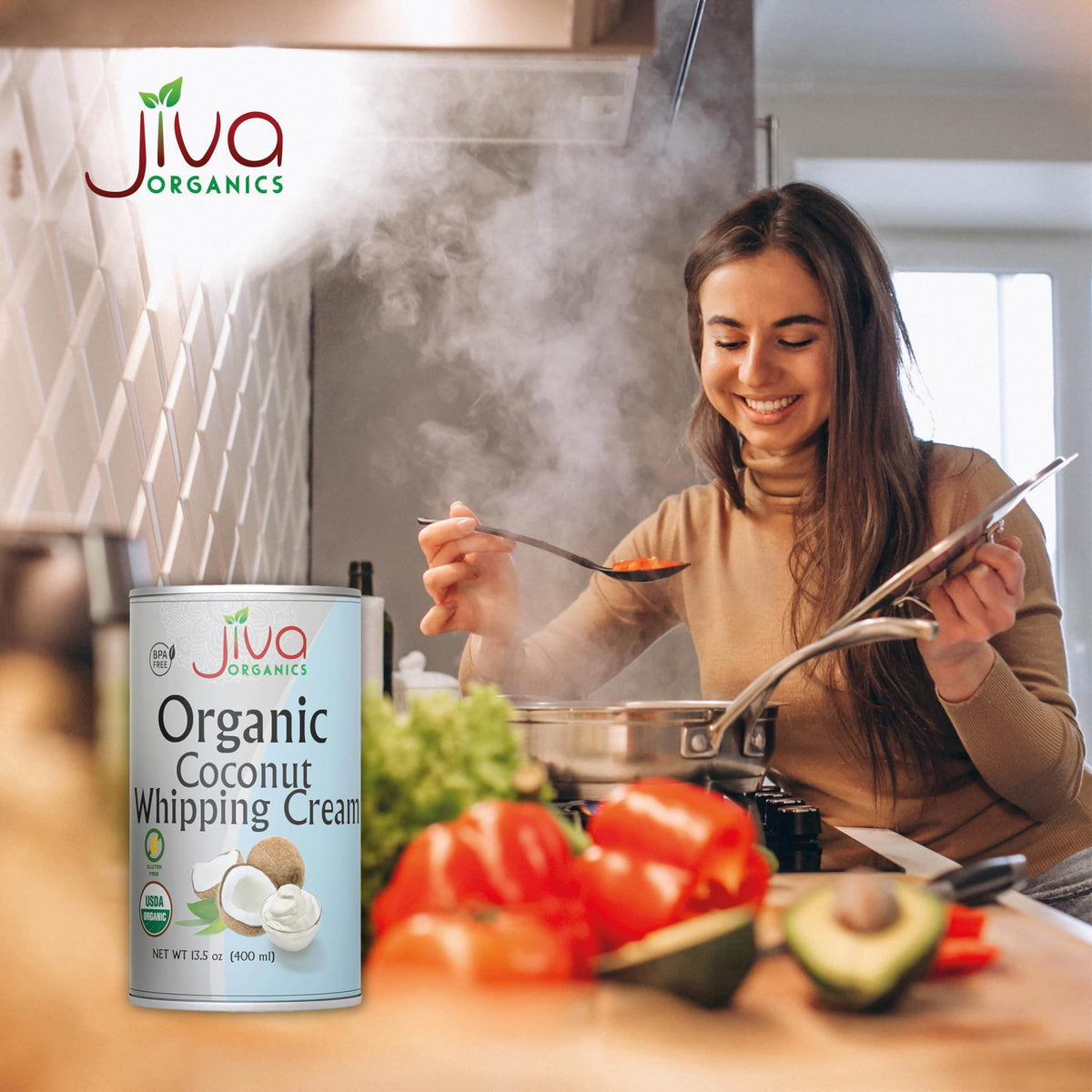 Jiva Organic Coconut Whipping Cream 14 Ounce (Pack of 12) - BPA Free, Vegan, Gluten Free, Non-GMO