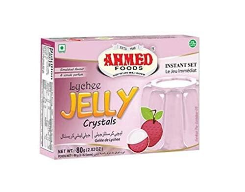 Ahmed Halal Jello Vegetarian Crystal Jelly, Lychee, 85 Gram (Pack of 12)