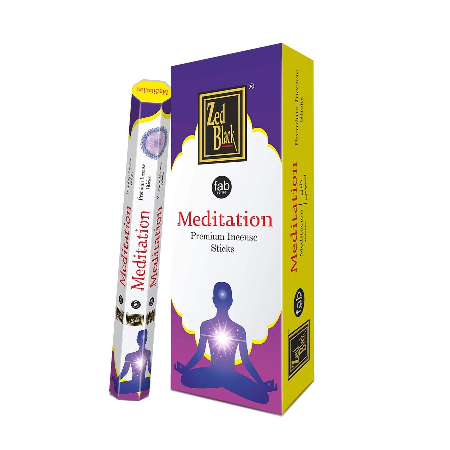 ZED Black Meditation Incense Sticks - 20 Incense Sticks per Box -& 6 Boxes Inside (Total 120 Sticks) Premium Quality Incense Sticks for Relaxation, Yoga, Meditation