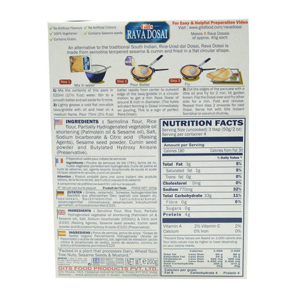 Gits Rava Dosai Mix (Wheat Pan Cake Mix) 7 Oz (Pack of 4)