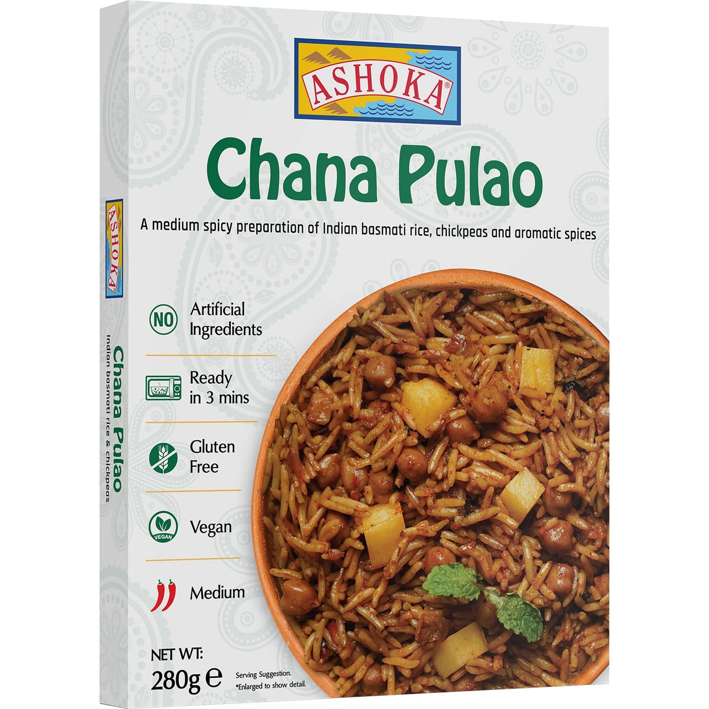 Ashoka 1932, Instant Rice, Vegan Chickpea Rice, All-Natural, Ready to Eat Pilaf, Chana Pulao, Authentic Indian Meals, Travel Friendly, Great for Offices & with No Preservatives, Pack of 1