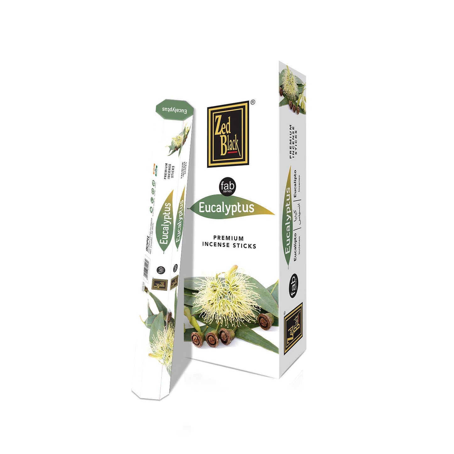 ZED BLACK Premium Eucalyptus Natural Incense Sticks - 20 Sticks Per Box & 6 Boxes Inside (Total 120 Sticks) - Use It at Home or Workplace Alluring Aroma Sticks