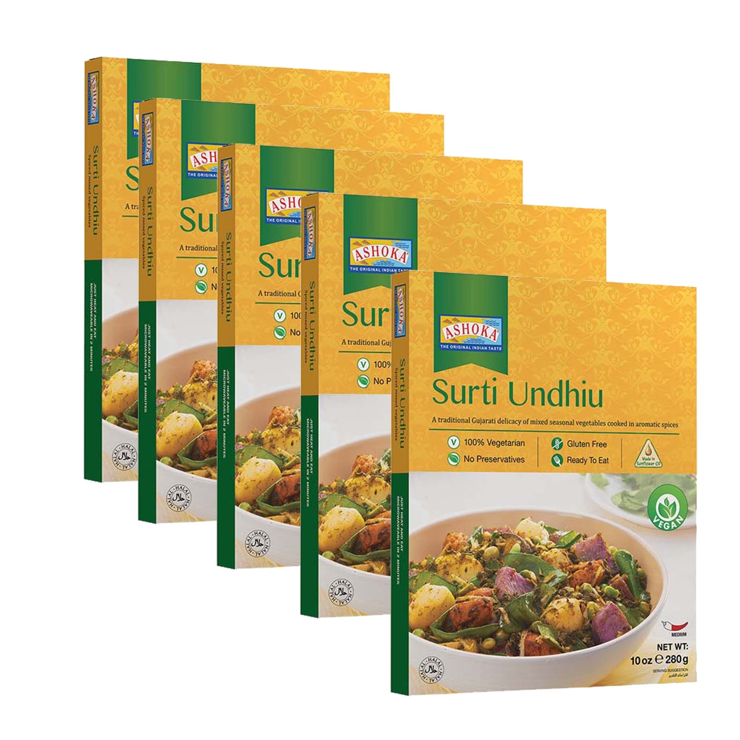Ashoka Ready to Eat Indian Meals Since 1932, 100% Vegan Mixed Vegetable Curry, All-Natural Traditionally Cooked Indian Food, Plant-Based, Gluten-Free and with No Preservatives, 10 Ounce (Pack of 10)