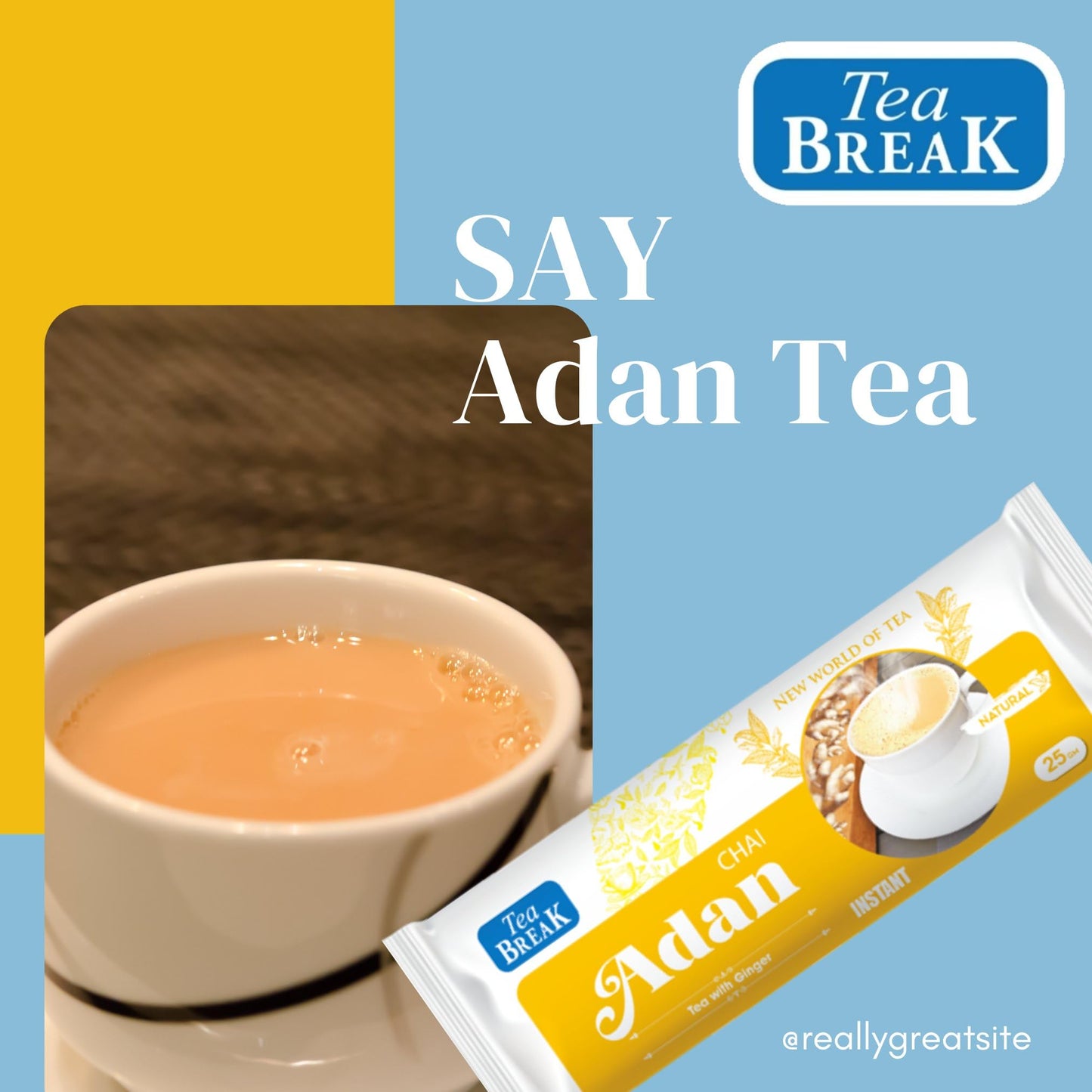 Tea Break Instant Tea with Milk & Ginger Chai Adan - 25 gm X8 Sticks