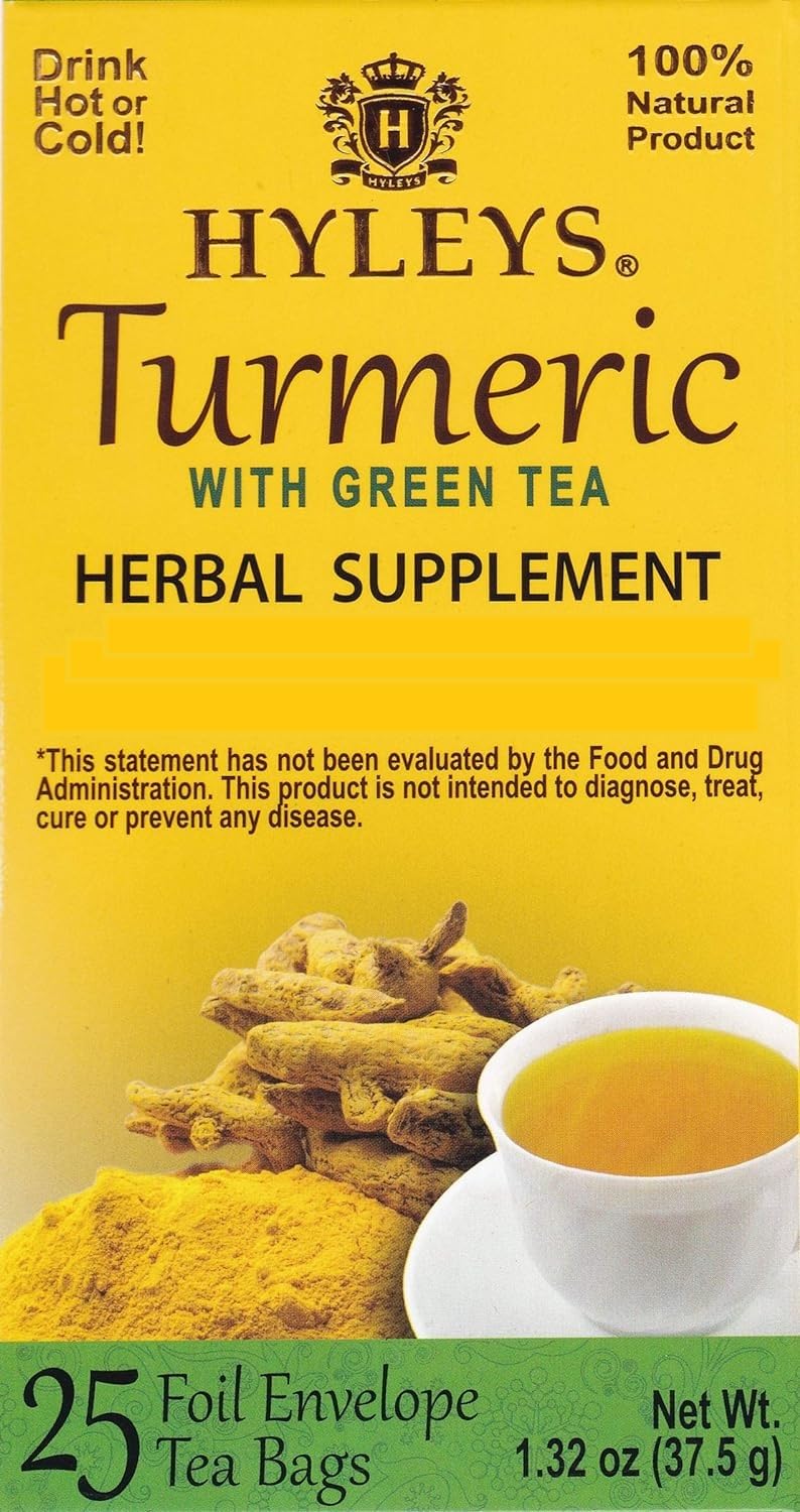 Hyleys Turmeric with Green Tea - 25 Tea Bags (12 Pack - 300 Tea Bags)