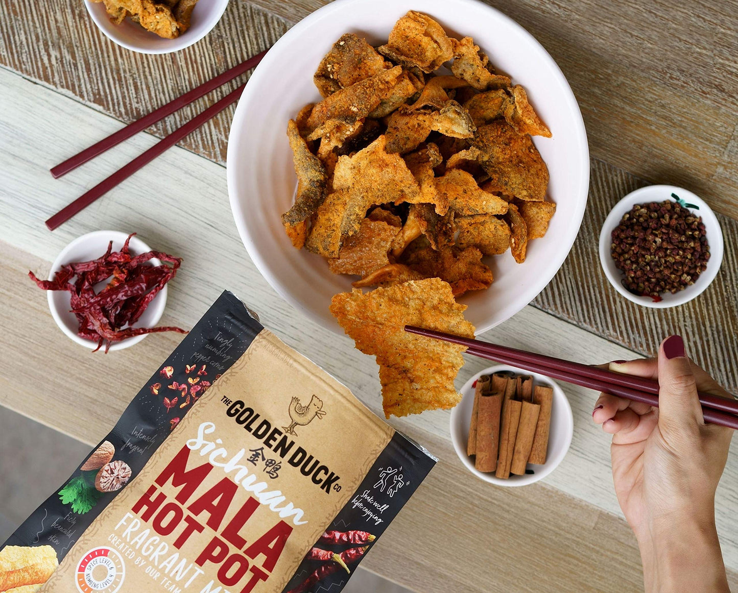 Golden Duck Salted Egg Fish Skin Crisps/ Potato Ridges/ Tempura (Mala Hot Pot Fragrant Mix 108g)