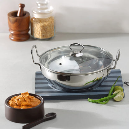 Vinod Kadai St. Steel with lid 26 cms 4 Litres