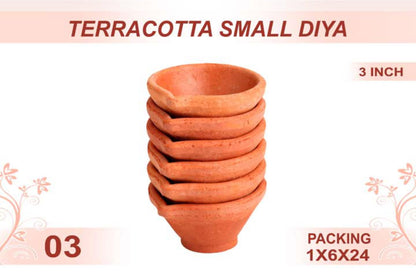Terracotta Small Diya 6pc 3inch #3 - Diwali Clay Diya