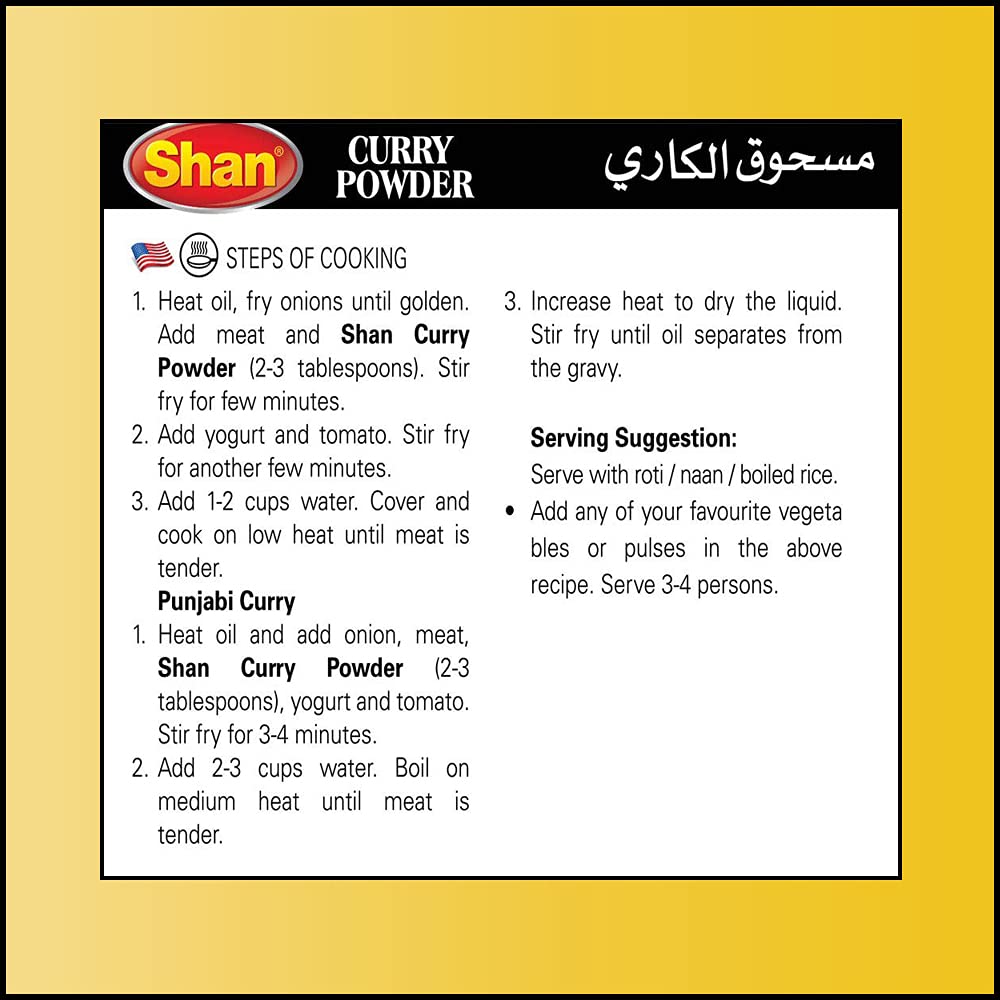 Shan Curry Powder Recipe and Seasoning Mix 3.52 oz (100g) - Spice Powder for Meat, Vegetable and Lentil Curry