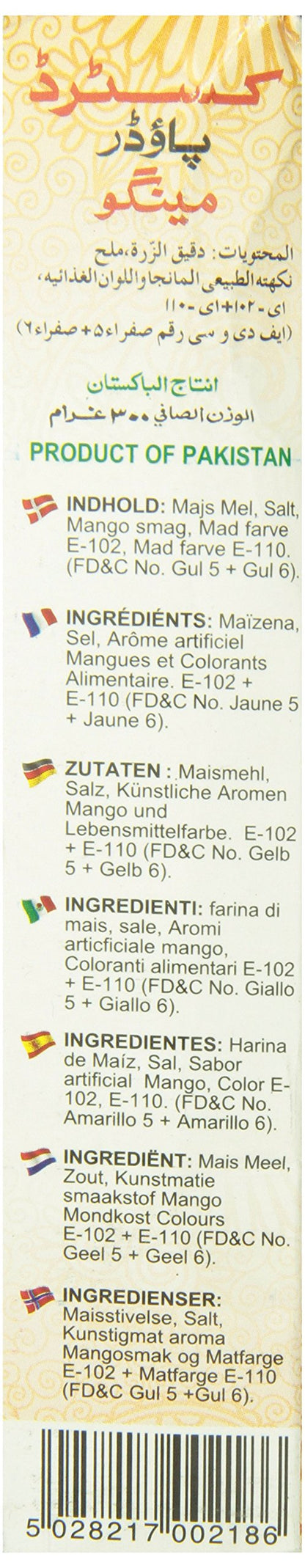 Laziza Mango Custard Powder, 300-Gram Boxes (Pack of 6)