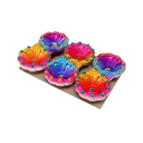 R.K. Diya 6pc 2.5inch #148 - Diwali Clay Diya