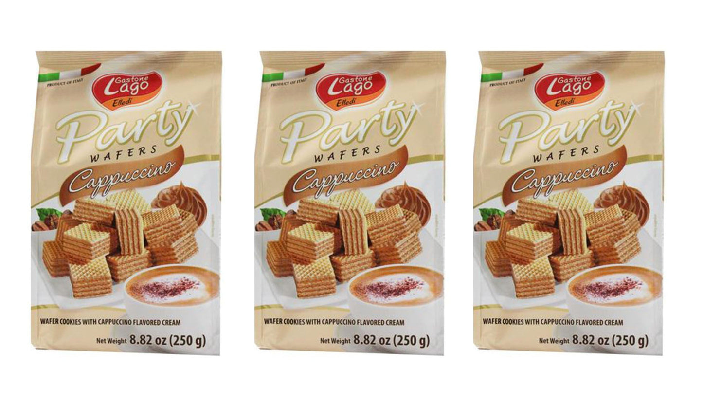 Gastone Lago Party Wafers Cappuccino Cream Filling 8.82 oz, 250g (Pack of 3)