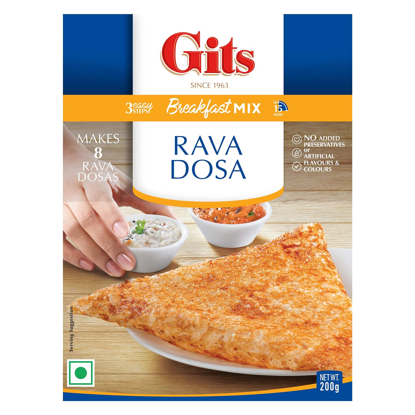 Gits Rava Dosa Breakfast Mix, 800g (Pack of 4 X 200g Each)