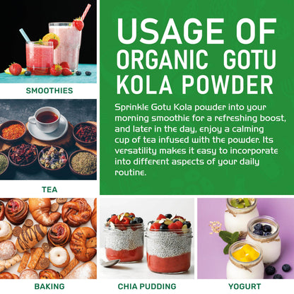 Jiva Organics Gotu Kola Powder (Centella Asiatica) 7 Ounce (200g) - Raw, Vegan, Non-GMO