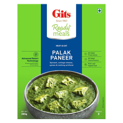 Gits Ready to Eat Palak Paneer, 855g (Pack of 3 X 285g Each)