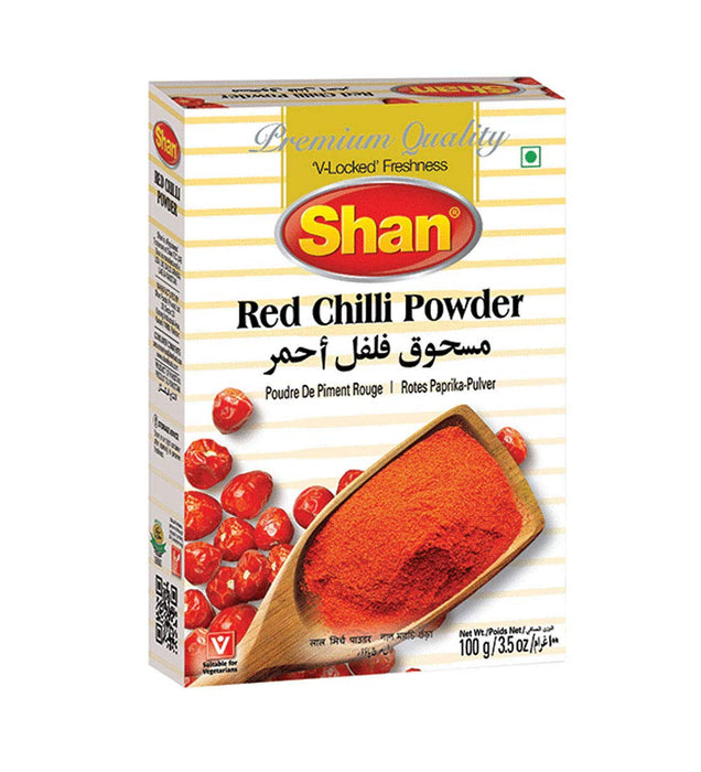 Shan Red Chilli Powder 3.52 oz (100g) - No Preservative and Artificial Food Colour - Authentic and Pure Spices - Halal and Suitable for Vegetarians - Airtight Aluminum Pouch