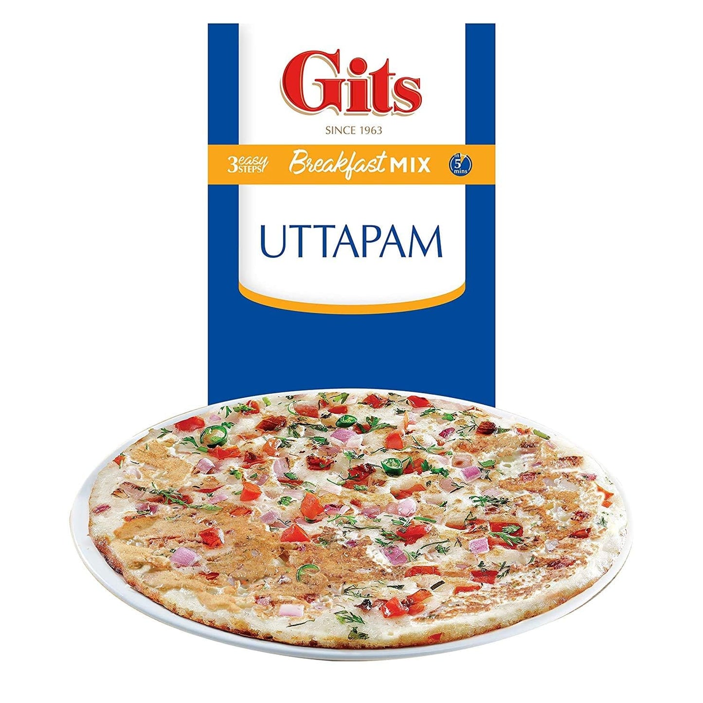 Gits Instant Mix Box - 600gm (Pack of 3 x 200gm) | Ready to Cook Indian Breakfast/Lunch/Dinner/Snack Meal | No Artificial Colors, Flavors, Preservatives, 100% Vegetarian, Easy Recipe (Uttapam)