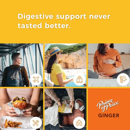 Prince of Peace Ginger Chew Plus+ with Lemon, 3 oz. Bag Digestive Aid, Relief, Healthy Candy, Stomach Aid
