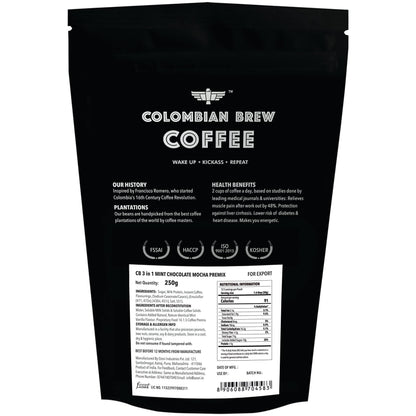 Colombian Brew Mint Chocolate Mocha Instant Coffee, No Sugar Vegan, 250g