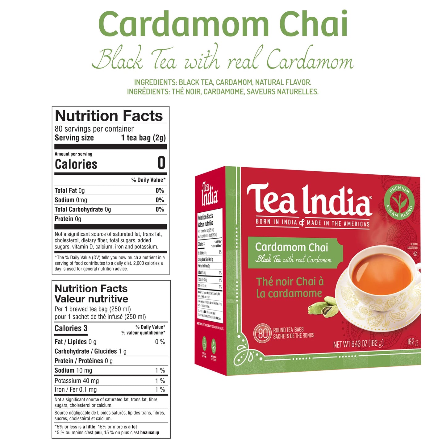 Tea India - Cardamom Chai 72 teabags - Indian Tea
