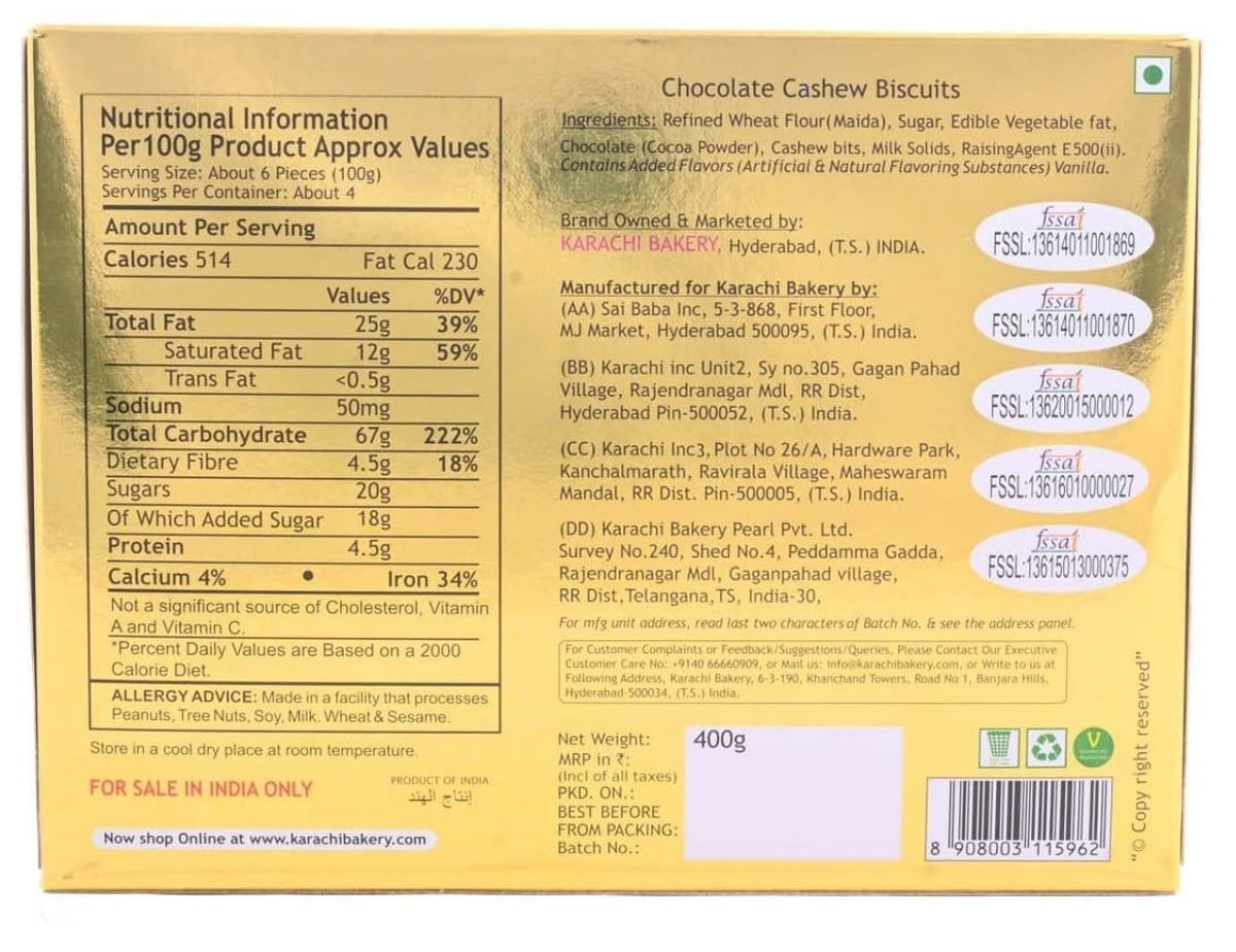 Karachi Bakery Chocolatge Cashew