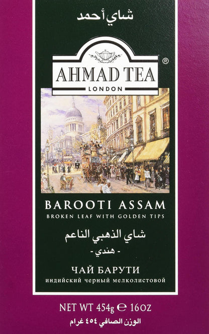Ahmad Tea Black Tea, Barooti Assam Loose leaf, 454g - Caffeinated & Sugar-Free