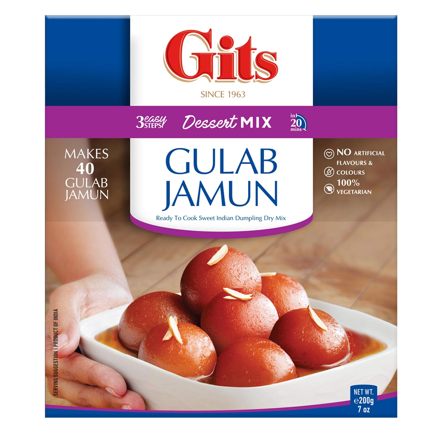 Gits Instant Gulab Jamun Dessert Mix, 1200g (Pack of 6 X 200g Each)
