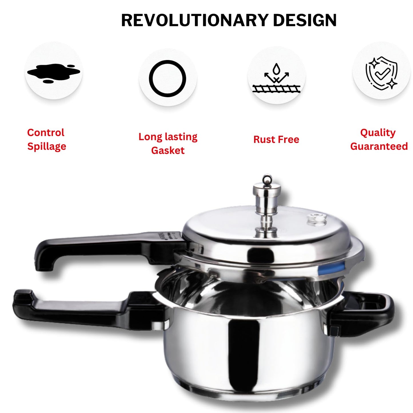 Vinod St. Steel Pressure Cooker 3 Litres - Indian Cookware
