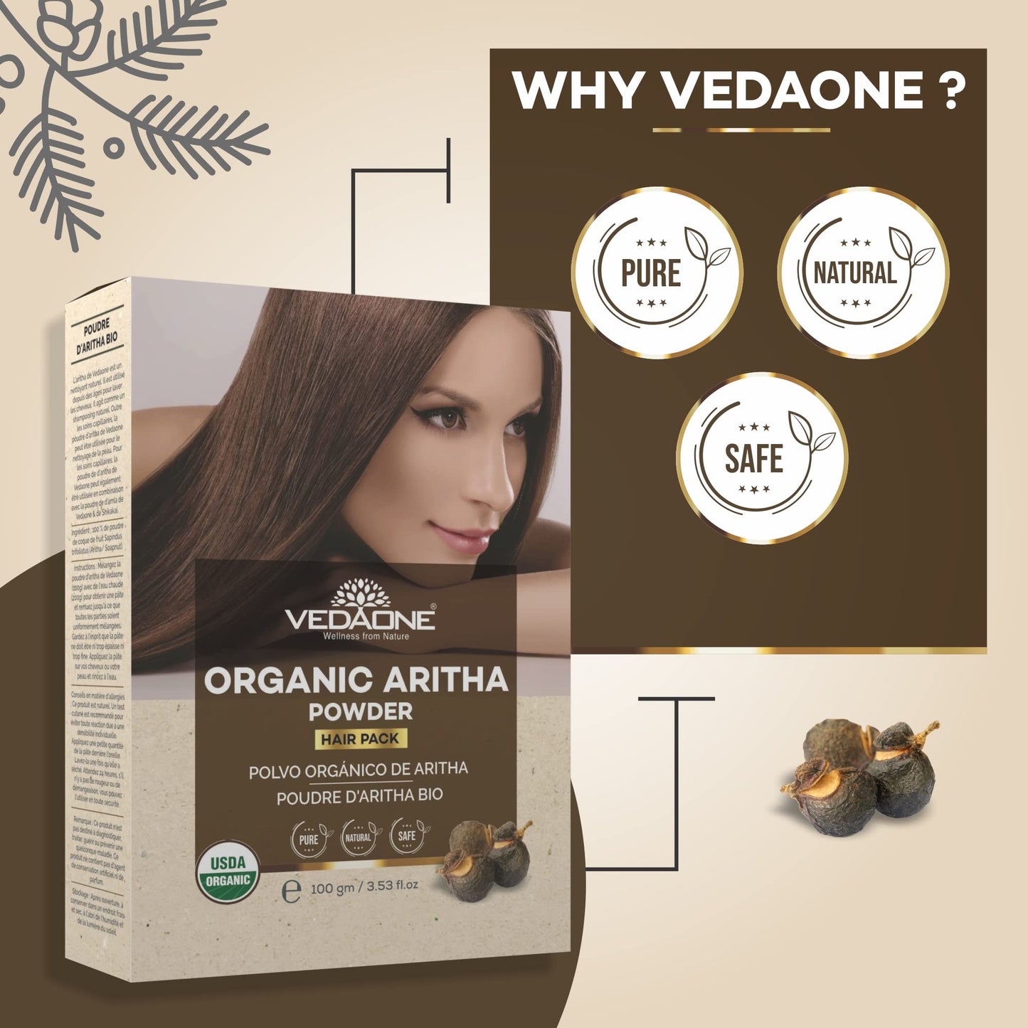 Vedaone Organic Aritha Hair Powder 100gm