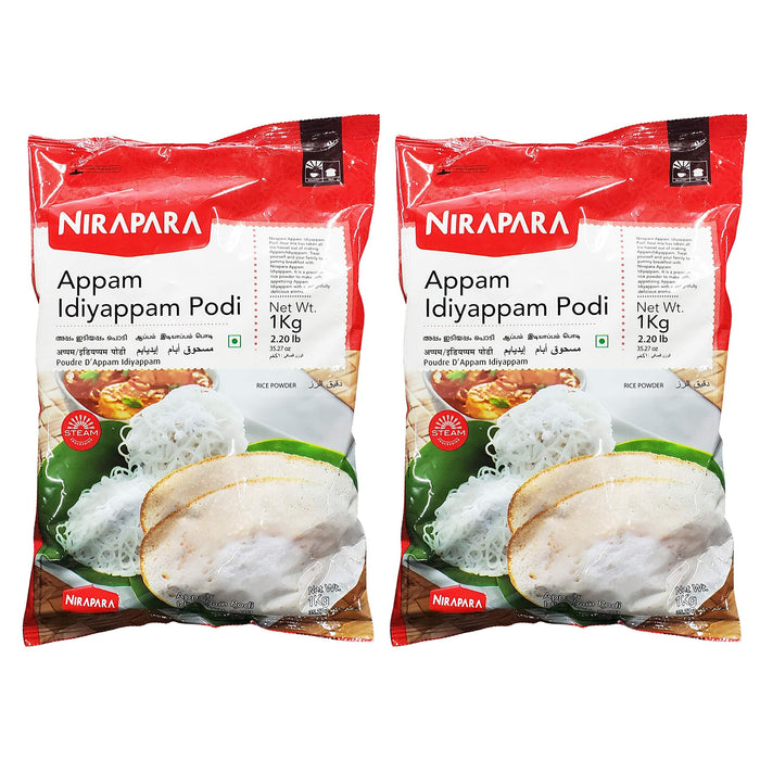 Nirapara Appam Idiyappam Podi Indian Flour (2 Pack, Total of 2kg)