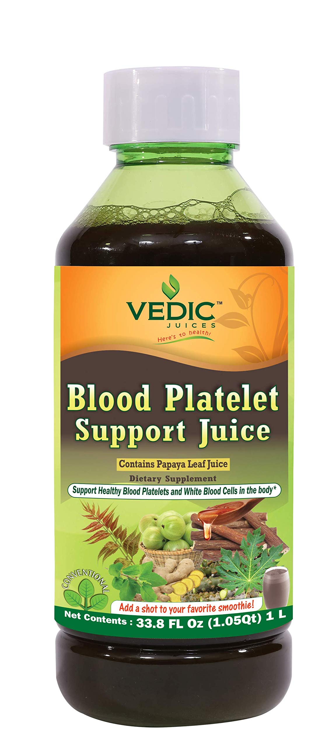 Vedic Juice Papaya Leaf + Flavor Papaya - Blood Platelet Juice - Supports Immune & Digestive Enzyme Health - 33.8oz, Ideal for Daily Use