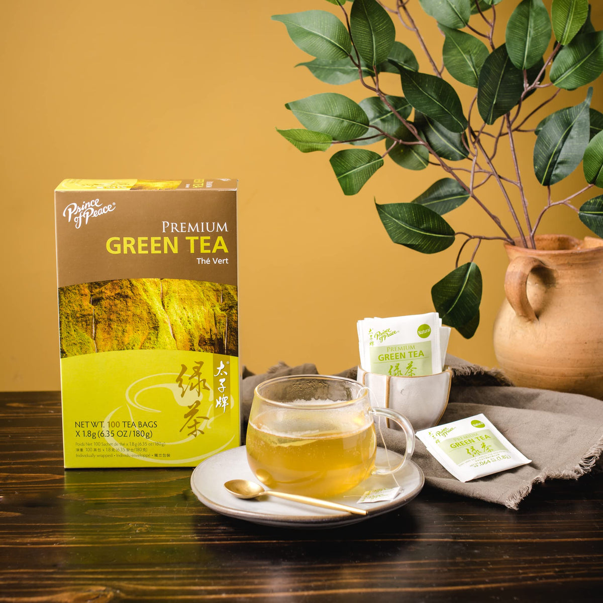 Prince of Peace Premium Green Tea, 100 Tea Bags Premium Green Tea Bags Prince of Peace Green Tea Bags Green Tea Prince of Peace Green Tea Bags 100 Pack of Tea Bags